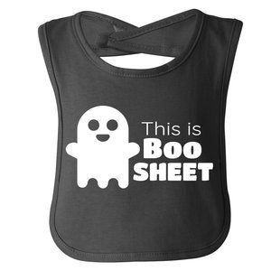 This Is Boo Sheet!  Halloween Baby Bib Black Ghost Hook And Loop Cotton